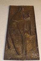 Régi bronz falikép jelenetes 