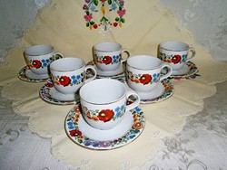 Eredeti Kalocsai porcelán teás készlet csésze és tálka 6-6 db