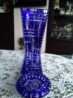 Álomszép kék kristály váza és hamutartó együtt!