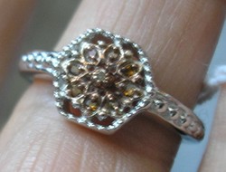 925 ezüst gyűrű, 18/56,5 mm, vörös gyémántokkal