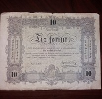 Tíz Ezüst Forint 1848 Nyomda hibás bankjegy RITKA!!