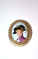 Old Porcelain-Backed Brooch
