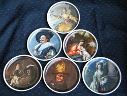 Ritka, teljes, 6 részes Kaiser porcelán dísztál szett híres festményekkel