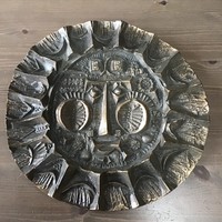 Régi iparművészeti Kopcsányi Otto “Napkorong” bronz falidísz
