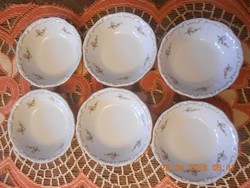 Zsolnay barokk, tollazott barackvirág mintás kompótos tányér 6 db