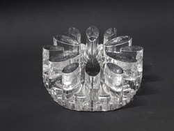 Retro iparművész üveg levélnehezék vagy gyertyatartó - midecentury, skandináv/német design