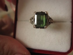 Ritkaszép, zöld turmalin köves sterling ezüst gyűrű