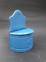 Zománcos bádog fali sótartó kék színben - fűszertartó