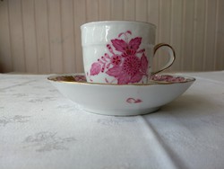 Szépséges lila Apponyi mintás kávés csésze + alj   jubileumi márkajellel