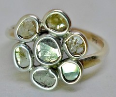 Különleges régi valódi gyémántos margaréta ezüst gyűrű