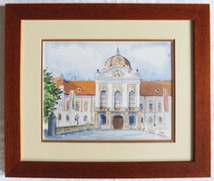 FIX AKCIÓS ÁRON! Kovács Sándor "Grassalkovich-kastély, Gödöllő" c. keretezett akvarell, ingyen posta