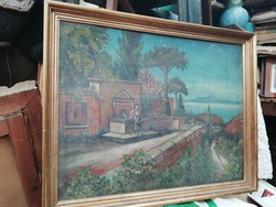 Antique still life oil painting romantic cardboard