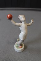 Zsolnay porcelán labdázó kislány 