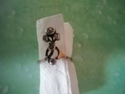 Antik arany-fehérarany,rózsagyémánt köves gyűrű