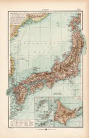 Japán térkép 1904, eredeti, Moritz Perles, német, atlasz, régi, Ázsia, sziget