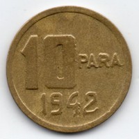 Törökország 10 török para, 1942