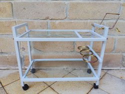 Old Scandinavian style metal rolling trolley service trolley serving table renovated