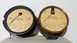 Régi Amper Volt mérő műszer óra párban wechselstrom voltmeter