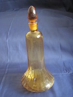 Antik szoknyás likőrös üveg borostyán színű antik üveg palack