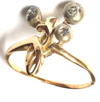 Szecessziós Brill Gyémánt Gyűrű 14 K Arany Antik