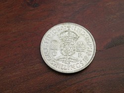 KK319 Ezüst 2 shilling Egyesült Királyság Anglia szép állapotú érme