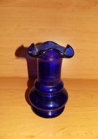 Kék szakított üveg váza 19 cm (2/d)