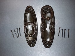 Antik szecessziós réz szekrény veret, zártakaró párban