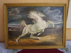 Villámlástól megriadt ló   Eugene  Delacroix után, 1 forintról.