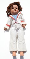 Marked doll in antique sailor outfit - damaged