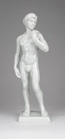 0W722 Jelzett porcelán Dávid szobor talapzaton