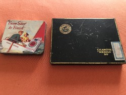 2 db régi cigarettás, szivarkás fémdoboz