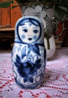 Porcelán nippek, díszek, Delft kék orosz baba (matrjoska)