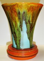 Különleges Art deco Kispest váza peremhibákkal