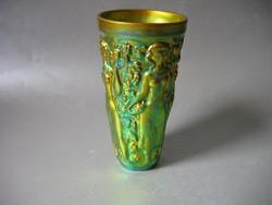 Zsolnay szüretelő pohár, pajzspecsétes (15,7 cm) 