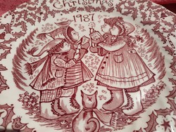 Csodálatos karácsonyi angol porcelán tál