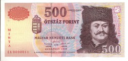 500 forint 1998 MINTA UNC 0000011 sorszám