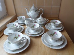 Wawel lengyel rózsás porcelán teáskészlet 6 személyes