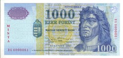 1000 forint 1998 MINTA UNC 0000061 sorszám