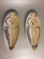 Antik volt Drasche - Kőbányai Porcelángyár Art Deco kézi festésű porcelán baglyos tál 2db darabra