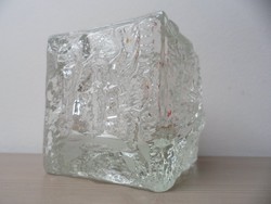 2 db jégkocka, jégtömb formájú svéd gyártmányú üveg mécsestartó