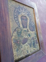 Antik, kézzel festett Lengyel ikon, 1900-as évek.