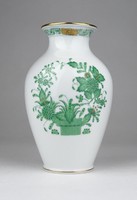 0X024 Zöld indiai kosaras Herendi porcelán váza