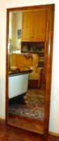 Art Deco, Cut, Hallway or Dressing Mirror in Solid Walnut Frame