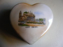 Egri emlék - Bazilika - régi porcelán szívecskés gyűrűtartó
