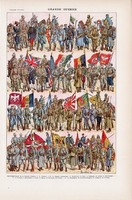A Nagy háború katonái, színes nyomat 1923, francia, 19 x 29 cm, lexikon, eredeti, I. világháború
