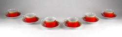 0X039 Piros retro Hollóházi porcelán kávéskészlet
