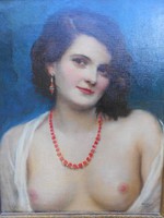 Áldor János László előkerült festménye 1930-ból.Art deco erotika.EREDETI.