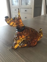 Régi kézműves üveg kutya figura