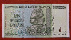 Zimbabwe 10 trillió (10.000.000.000.000) Dollar UNC 2008