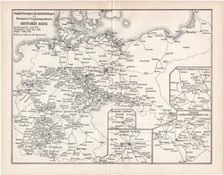 A Német Birodalom telefonhálózatának térképe és telefon V., egyszínű nyomat 1894, litográfia, térkép